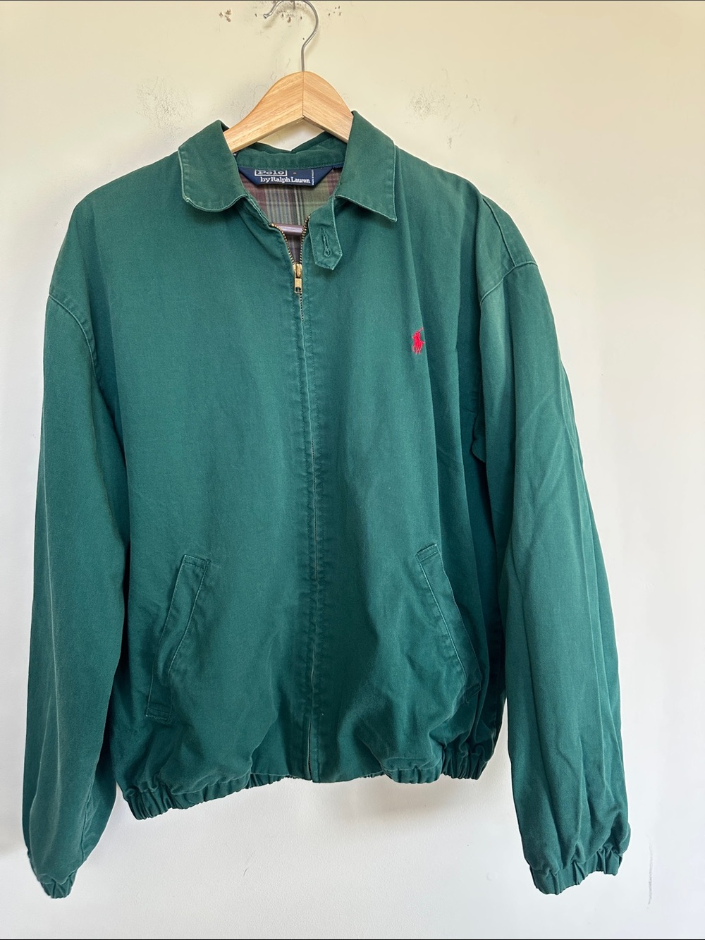 Polo by Ralph Lauren Forest Green Cotton Bomber Jacket with Red Pony